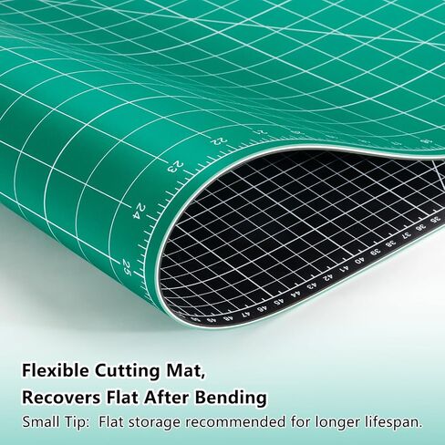 Ecraft 23"x47" Large Self Healing Non-Slip Cutting Mat, Double Sided 5-Ply Black Green Mat for Quilting, Sewing, Fabric, Crafts and Scrapbooking in Saudi Arabia