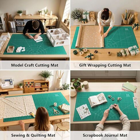 Ecraft 23"x47" Large Self Healing Non-Slip Cutting Mat, Double Sided 5-Ply Black Green Mat for Quilting, Sewing, Fabric, Crafts and Scrapbooking in Saudi Arabia