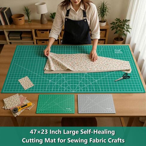 Ecraft 23"x47" Large Self Healing Non-Slip Cutting Mat, Double Sided 5-Ply Black Green Mat for Quilting, Sewing, Fabric, Crafts and Scrapbooking in Saudi Arabia