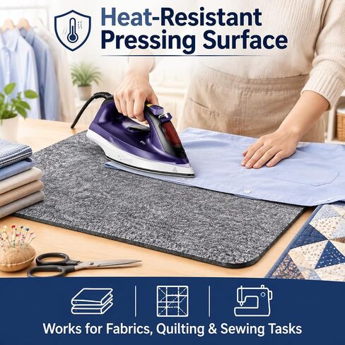 15x12 inch Wool Pressing Mat - Wool from New Zealand Ironing Mat Pad Blanket for Quilter, Sewing, Quilting Supplies & Notions (Dark Grey) in Saudi Arabia