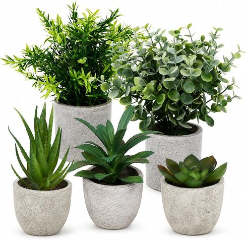 Artificial Plants for Home Decor Indoor, Faux Plants Indoor, Small Fake Plants for Bathroom Office Desk, Potted Plants Artificial Decor in Kuwait