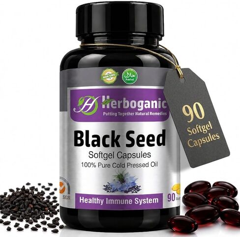 Cold Pressed Black/Seed Oil Softgels Capsules - 90 Count - blended with other herbal products-Supports overall health welness and immunity (Black-Seed) in Saudi Arabia