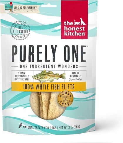 The Honest Kitchen Wishes White Fish Filets Dog Treats, Human Grade Single Ingredient Dehydrated Fish Chews, High Protein Limited Ingredient Training Treats for Dogs, 3 oz in Saudi Arabia