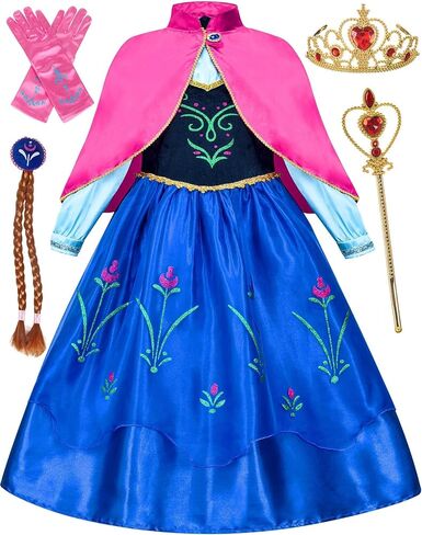 Avady Anna Dress for Girls Frozen Princess Costumes Kids Cosplay Dress Up Birthday Party Halloween Christmas Outfits in Kuwait