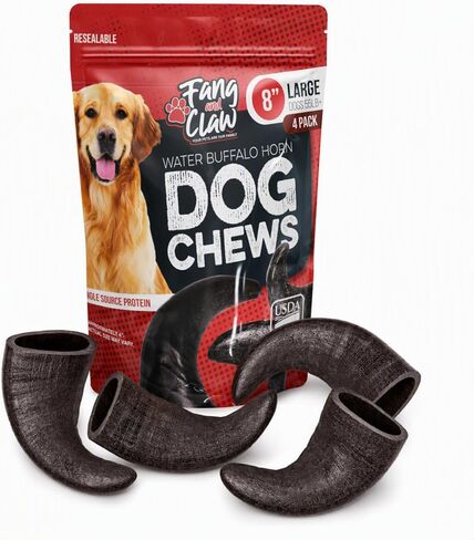 Water Buffalo Horns for Dogs, 4 Pack Large 8-Inch Dog Horn Chews in Saudi Arabia