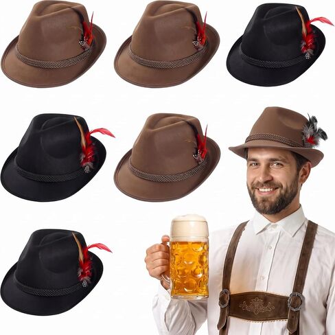 Funtery 6 Pieces Felt Bavarian Alpine Oktoberfest Hat Oktoberfest Alpine German Hats for Kids Adults Unisex Party in Saudi Arabia