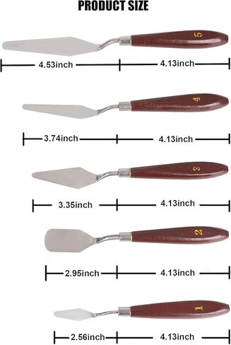 Palette Knife, 5pcs Stainless Steel Pallet Knife Set, Wood Handle Paint Spatula, Painting Knives for Oil, Canvas, Acrylic Painting (5 Piece- Rot) in Saudi Arabia