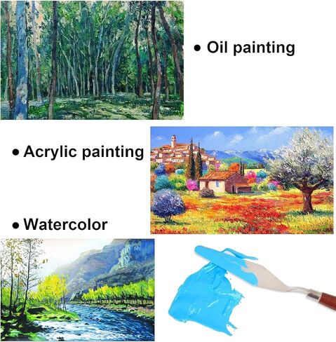 Palette Knife, 5pcs Stainless Steel Pallet Knife Set, Wood Handle Paint Spatula, Painting Knives for Oil, Canvas, Acrylic Painting (5 Piece- Rot) in Saudi Arabia