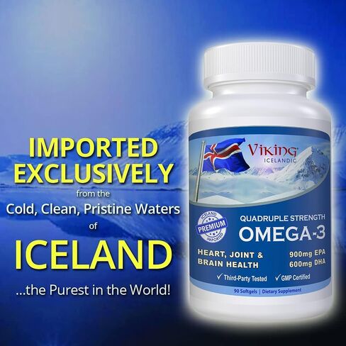 Icelandic Fourmula Quadruple Strength Omega-3 Fish Oil 3000mg High DHA & EPA 90 Softgels in Kuwait