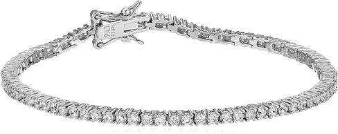 Amazon Essentials Plated Sterling Silver Round Cut Cubic Zirconia Tennis Bracelet (previously Amazon Collection) in Kuwait