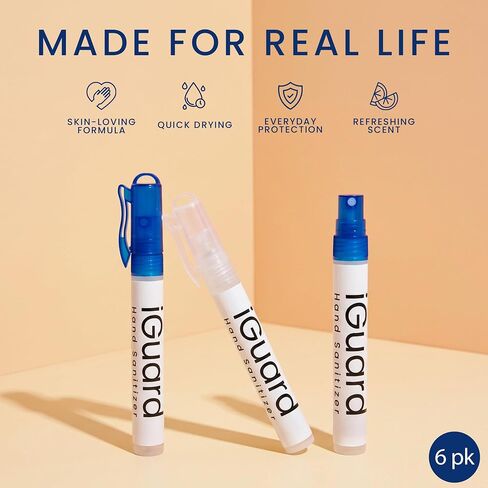 iGuard - Hand Sanitizer Spray - On The Go - Mobile, Travel, Home and Car Use (Orange Citrus, 6 pack) in Kuwait