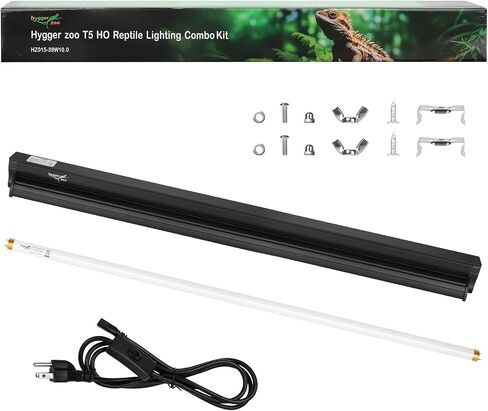 T5 UVB Reptile Light Fixture HO UVB Bulb Lighting Combo Kit, 10.0 UVB Light for Reptiles Terrarium Hood with 8W Reptile Light Bar UVA UVB Desert Lamp for Bearded Dragon Turtle Tank, 12 Inch in Saudi Arabia