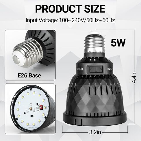 REPTI ZOO UVB Light Bulb for Reptile, 5.0 & 10.0 UVB UVA Reptile Light Bulb for Turtles Bearded Dragon Gecko Lizard Snake, Full Spectrum Sun Lamp Energy-Efficient & Natural Sunlight Simulation in Kuwait