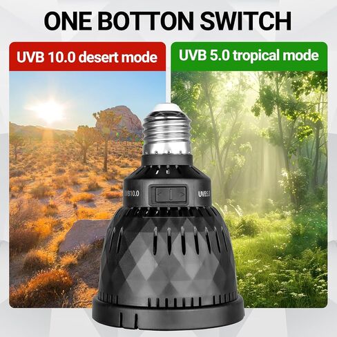 REPTI ZOO UVB Light Bulb for Reptile, 5.0 & 10.0 UVB UVA Reptile Light Bulb for Turtles Bearded Dragon Gecko Lizard Snake, Full Spectrum Sun Lamp Energy-Efficient & Natural Sunlight Simulation in Kuwait