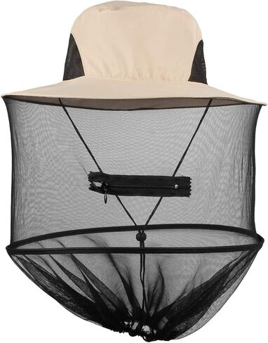 Mosquito Head Net Hat with Hidden Mesh, Outdoor Fishing Hat Sun Hat for Outdoor Lover Men or Women (Beige) in Kuwait