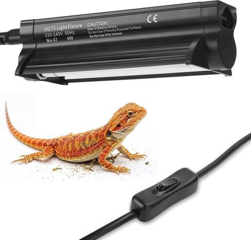 T5 HO UVB Reptile Light Kit, 12.4" Fixture with 8W 10.0 UVB Tube, Suitable for Desert Reptiles Including Juvenile Bearded Dragons in Standard Terrariums in Saudi Arabia