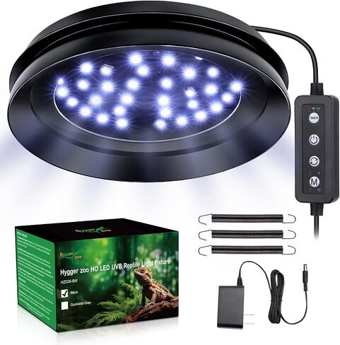 UVB Light for Reptiles with Dimming, LED UVB Light Bulb Fixture for Bearded Dragon Gecko Lizard Turtle Snake, Adjustable Brightness UVA UVB Lamp for Tropical & Desert Reptile Tank Accessories 8W Black in Saudi Arabia