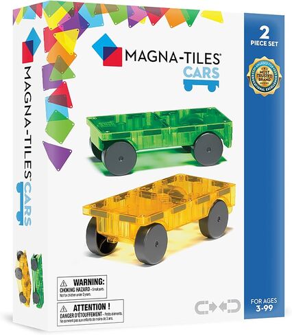 MAGNA-TILES Cars – Green & Yellow 2-Piece Magnetic Construction Set, The Original Magnetic Building Brand in Kuwait