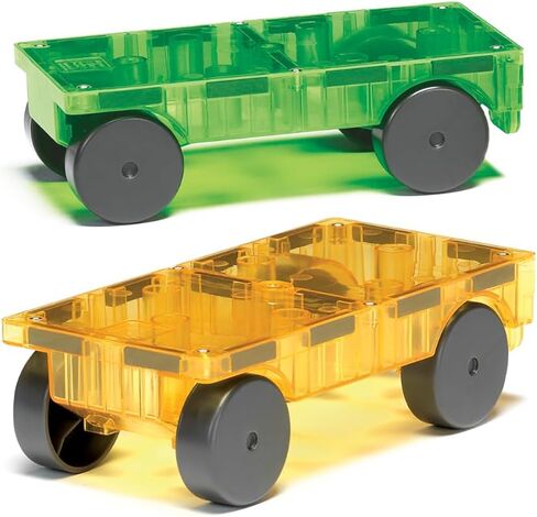MAGNA-TILES Cars – Green & Yellow 2-Piece Magnetic Construction Set, The Original Magnetic Building Brand in Kuwait