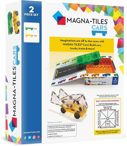 MAGNA-TILES Cars – Green & Yellow 2-Piece Magnetic Construction Set, The Original Magnetic Building Brand in Kuwait