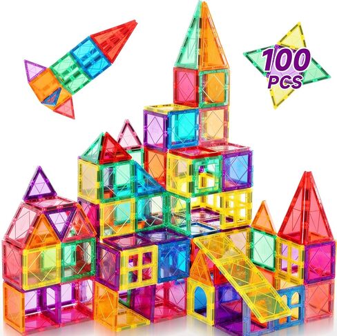 Mruikeny 100PCS Magnetic Tiles Kids Toys - Magnetic Building Blocks in Kuwait