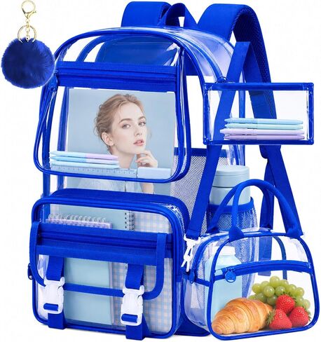 KLFVB Clear Backpack, Heavy Duty Transparent Bookbag, See Through Sequin Backpacks in Kuwait
