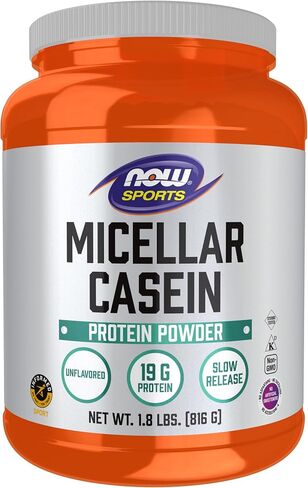NOW Sports Nutrition, Micellar Casein 19 g, Slow Release, Unflavored Powder, 1.8-Pound in Kuwait