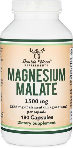 Magnesium Malate Capsules (420 Count) - 1,500mg Per Serving (Magnesium Bonded to Malic Acid), Third Party Tested, Vegan Friendly, Gluten Free, Manufactured in The USA by Double Wood Supplements in Saudi Arabia