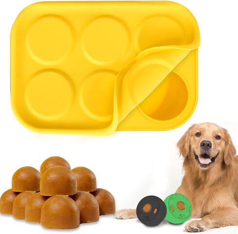 BABORUI 6 Cavities Dog Treat Molds with Lid for Woof Pupsicle Small 10-25lbs, Reusable Frozen Dog Treat Molds Silicone for Making Mix Refills Pops Ice Popsicle Treats (S & Lid) in Kuwait