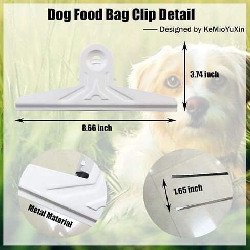 Dog Food Bag Clip - 2pcs 8.6’’ Large Bag Clips for Dog Food Extra Large Chip Clips Heavy Duty Stainless Metal No Sharp Edges Airtight Sealing Bag Clips for Pet Food Snack Storage in Saudi Arabia