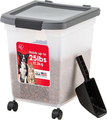 IRIS USA Dog Food Storage Container, Up to 50 lbs, Dark Gray, Made in USA in Saudi Arabia