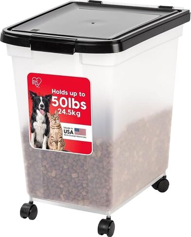 IRIS USA Dog Food Storage Container, Up to 50 lbs, Dark Gray, Made in USA in Kuwait