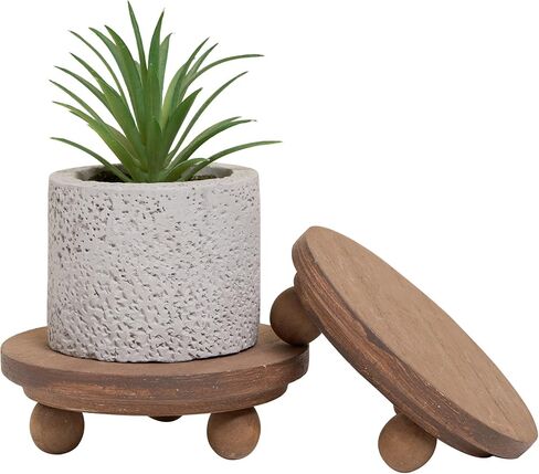 Defined Deco Mini risers for display,Wood Risers for Decor,Small 4"Round Wooden Riser, Farmhouse Wood Riser, Rustic Pedestal Display Stand,Display Risers for Tiered Tray Decor(Set of 2,White) in Kuwait