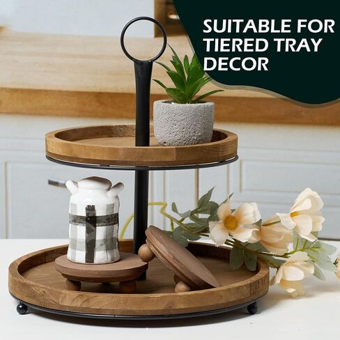 Defined Deco Mini risers for display,Wood Risers for Decor,Small 4"Round Wooden Riser, Farmhouse Wood Riser, Rustic Pedestal Display Stand,Display Risers for Tiered Tray Decor(Set of 2,White) in Kuwait
