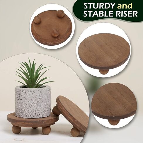 Defined Deco Mini risers for display,Wood Risers for Decor,Small 4"Round Wooden Riser, Farmhouse Wood Riser, Rustic Pedestal Display Stand,Display Risers for Tiered Tray Decor(Set of 2,White) in Kuwait