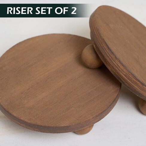 Defined Deco Mini risers for display,Wood Risers for Decor,Small 4"Round Wooden Riser, Farmhouse Wood Riser, Rustic Pedestal Display Stand,Display Risers for Tiered Tray Decor(Set of 2,White) in Kuwait