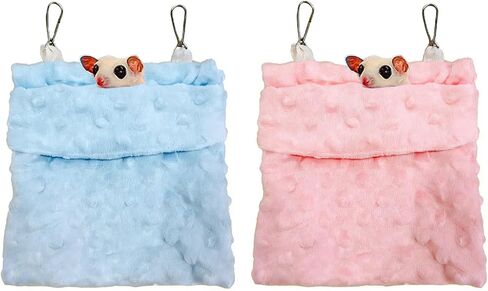 2 Pcs Sugar Glider Bonding Pouch Carrier Bag, Sugar Glider Bed Pouch, Sling Sleep Bag with Adjustable Strap for Hamster Hedgehog Gliders Ferret Squirrels Small Animal (Blue and Pink) in Saudi Arabia