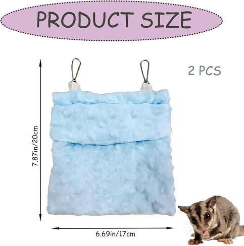 2 Pcs Sugar Glider Bonding Pouch Carrier Bag, Sugar Glider Bed Pouch, Sling Sleep Bag with Adjustable Strap for Hamster Hedgehog Gliders Ferret Squirrels Small Animal (Blue and Pink) in Saudi Arabia
