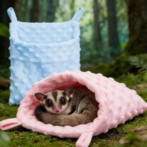 2 Pcs Sugar Glider Bonding Pouch Carrier Bag, Sugar Glider Bed Pouch, Sling Sleep Bag with Adjustable Strap for Hamster Hedgehog Gliders Ferret Squirrels Small Animal (Blue and Pink) in Saudi Arabia