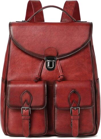 COOLCY Women Vintage Genuine Leather Backpack Purse Fashion Rucksack Practical and Stylish Retro Daypack Bag (Brown) One_Size in Kuwait
