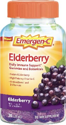 Emergen-C Elderberry Gummies, Elderberry Immune Support Natural Flavors with High Potency Vitamin C, 36 Count in Kuwait
