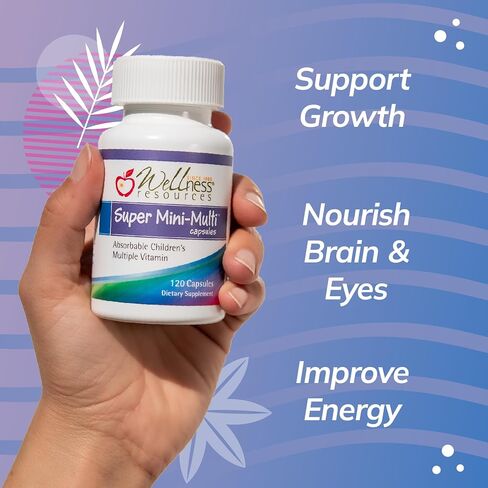 Wellness Resources Super Mini-Multi - Children's Multivitamin Swallowable Capsules with Methyl Folate, Methyl B12 and Coenzyme B Vitamins for Growth, Focus, Brain Health (120 Capsules) in Kuwait