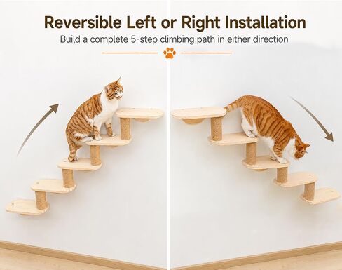 Cat Wall Shelves,5-Step Cat Stairs,Solid Pine Modular Wall Mount Furniture in Saudi Arabia