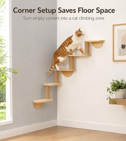 Cat Wall Shelves,5-Step Cat Stairs,Solid Pine Modular Wall Mount Furniture in Saudi Arabia