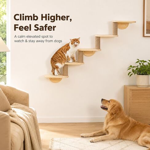 Cat Wall Shelves,5-Step Cat Stairs,Solid Pine Modular Wall Mount Furniture in Saudi Arabia