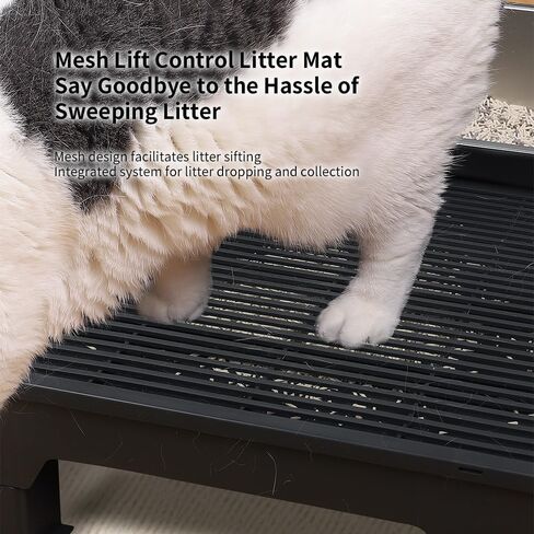 Pet Coutures Cat Litter Box Step, Adjustable Elevated Ramp with Anti-Tracking Mesh & Catcher - Easy Cleaning - Ideal for Kittens and Seniors in Kuwait