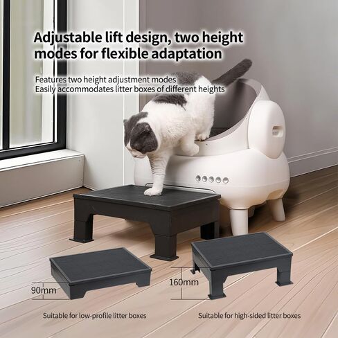 Pet Coutures Cat Litter Box Step, Adjustable Elevated Ramp with Anti-Tracking Mesh & Catcher - Easy Cleaning - Ideal for Kittens and Seniors in Kuwait