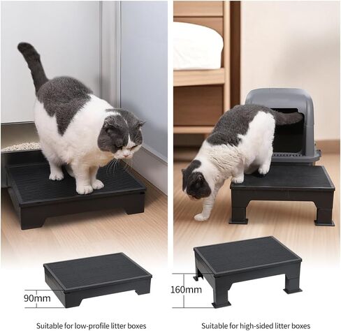 Pet Coutures Cat Litter Box Step, Adjustable Elevated Ramp with Anti-Tracking Mesh & Catcher - Easy Cleaning - Ideal for Kittens and Seniors in Kuwait