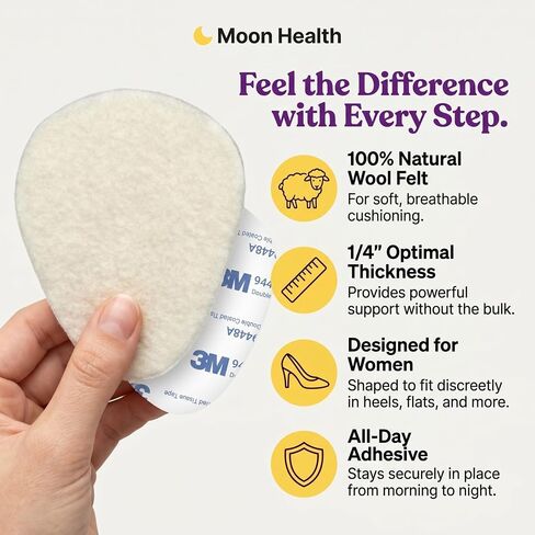 12-Pack Metatarsal Pads for Women - 1/4" Thick, Comfort Foot Cushions for Heels & Pain Relief, Forefoot Support, Ideal for Metatarsalgia, Morton's Neuroma, Sesamoiditis in Kuwait