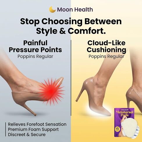 12-Pack Metatarsal Pads for Women - 1/4" Thick, Comfort Foot Cushions for Heels & Pain Relief, Forefoot Support, Ideal for Metatarsalgia, Morton's Neuroma, Sesamoiditis in Kuwait